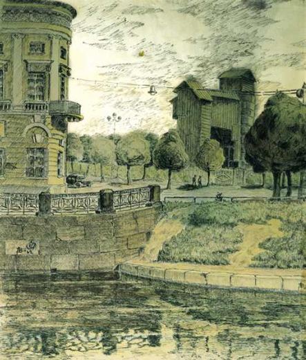 Leningrad. Marsfeld und Fluss Moika von Aleksandr Semionowitsch Wedernikow, 1962.